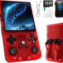 R36 Max Retro Gaming Console, Retro Handheld Console 4.0'' Screen Linux System, 64G TF Card, 4000mAh Rechargeable Portable Pocket Arcade, Red