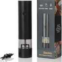 Electric Salt and Pepper Grinder, Easy Refill with Adjustable Coarseness,USB-C Rechargeable Automatic Mill, Dust Cover for Flavor Preservation Black