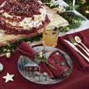 4 Pcs 10-Inch Christmas Melamine Dinner Plates, Round Holiday Set with Winter Farm Watercolor Scenes, Red Barn, Cardinals, Snowmen, Dishwasher-Safe Festive Dinnerware for Table Decor & Parties