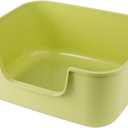 Large Cat Litter Box with High Sides,Cat Boxes for Indoor Cats,Cat Litter Pan for Kitty,Litter Box with Low Entry,Easy to Clean,Anti-Splashing (Green-Long Side Entry)