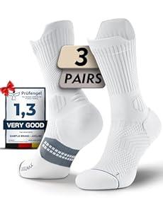 Juclise Coolmax Bamboo Viscose Compression Running Crew Socks, Moisture Wicking Cushioned Anti-Blister Arch Support, Sport (6-9, Glacier 3 pairs)