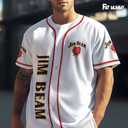 Vodka Baseball Jerseys Alcohol Shirts for Men Women Whiskey Shirts Alcohol Baseball Jersey, White Bourbon, Medium
