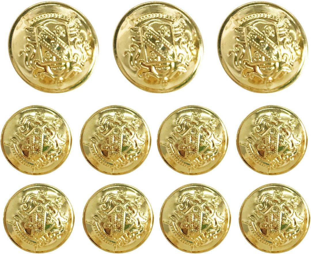 Grekywin Vintage Metal Button Brass High-Grade Buttons for Jeans, Coat, Blazer, Suits, Jacket etc. Exotic Customs Style (Gold)