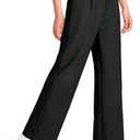 Girls Dress Pants Wide Leg Uniform Pants for Girls Preppy Clothes Size 7-14 Years (Black, M)