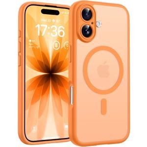TOCOL for Phone 17 Case, Compatible with Magsafe Charger, Full Camera Protection, Drop Protection, Translucent Matte Phone Case for Phone 17 6.3 inch (Orange)