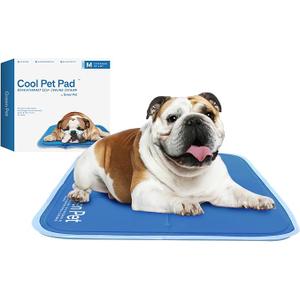 The Green Pet Shop Cool Pet Pad - Medium, Blue - Self-Cooling, Pressure Activated Mat for Dogs & Cats from 21-45 lbs - Non-Toxic Gel, No Water Needed