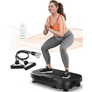 FEIERDUN Vibration Plate, Whole Body Vibration Plate Exercise Machine for Lymphatic Drainage, Power Plate Vibration Plate w/ 2 Resistance Bands for Wellness and Fitness