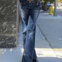 Women Bell Bottom Jeans Stretchy Flare Mid Rise Embroidery Vintage Denim Pants 90s Outfits Y2k Clothes (Blue, M)