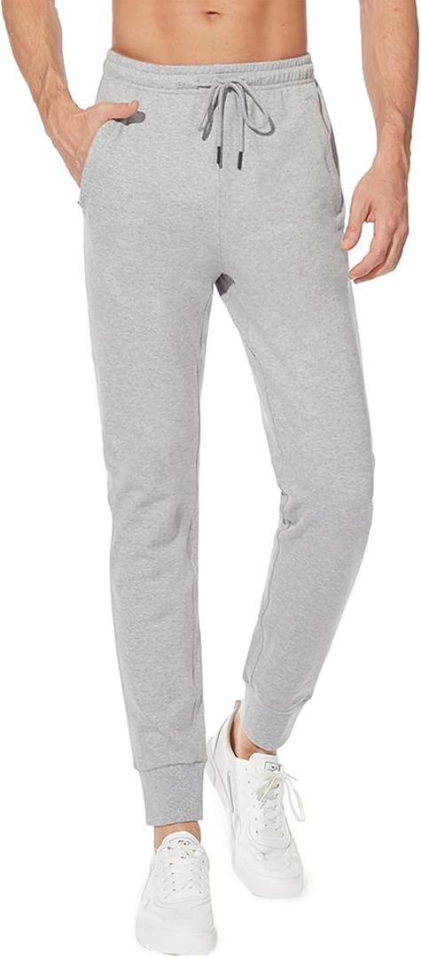 SEVEGO Men's 32"/34"/36"/38" Tall Inseam Lightweight Cotton Joggers Extra Long Sweatpants Athletic with Zipper Pockets (Large)
