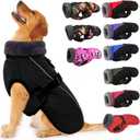 IECOii Extra Warm Reflective Dog Jacket - Adjustable Dog Winter Coat with Buckle & Soft Fleece for Small, Medium & Large Dogs (X-Large(Chest:24.4-29.9 in), Black)
