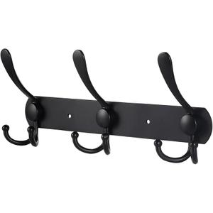 YUNISS Coat Rack Wall Mounted3 Tri Stainless Steel Coat Hook for Coat Hat Robes Towel in Mudroom Entryway (Black, 1 Pack 3 Hook)