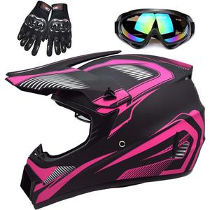 Adult 4 Wheeler Helmet, Motocross Helmet DOT/FMVSS-218 Certification Comfortable and Breathable Full Helmets for Locomotives Used in All Seasons (Large, Pink)