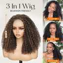 HUA 4/30 Curly Half Wigs for Black Women 18 Inch 3 In 1 Kinky Curly Half Wig 180 Density Wear and Go Wigs Protein Synthetic Hair Boast Human-Hair-Like Touch Beginner Friendly Headband Wig for Women