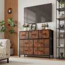 Sweetcrispy 7 Drawer Dresser with Fabric Bins Fabric Storage Tower Organizer for Bedroom Closet Hallway Entryway Tall Chest of Drawers with Steel Frame Wood Top Easy Pull Handles,Rustic Brown, 11.8"D x 39.3"W x 30.3"H