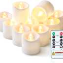 Homemory 12Pack 400+Hour Remote Control Flameless Candles, 2/4/6/8H Timer Led Votive Candles, Battery Operated Tea Lights for Wedding Table Centerpiece, Holidays, Halloween Pumpkins, Christmas Decor