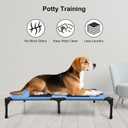 Raised Dog Bed Cooling Cot for Indoor Outdoor Use Portable Waterproof Mesh Pet Bed Washable for Large Medium Small Dogs, Blue