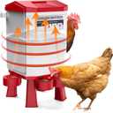 Heated Chicken Waterer, 3 Gallon Thermostatic Poultry Drinker with 4 Cups, Outdoor Winter Water Heater with Leg Base for Chickens, Ducks, Geese, Turkeys, Anti-Freeze Automatic Watering System (Red)