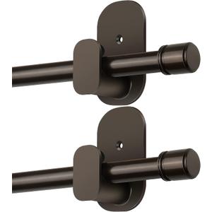 Curtain Rods No Drilling 2 Pack 32 to 86 Inch, HOTOZON 5/8 Inches No Drill Curtain Rods for Windows 55 to 82 Inches(4.5-6.8 ft), Renter Friendly Drapery Rod for Lightweight Curtains, Bronze