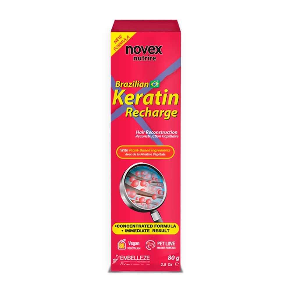 NOVEX Brazilian Keratin Recharge Tube Leave In 80g/ 2.8oz - Reconstructive Keratin, Frizz control & Damage Repair (2.8 Ounce (Pack of 1))