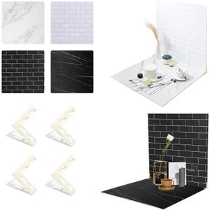 2-Sided 2 PCS Photo Backdrop Boards, Subway Tile Flat Lay Food Photography Background Board, Durable Waterproof Product Food Photography, 24x24 Inch, BEIYANG (DOUBLE-MARBLE CEMENT)