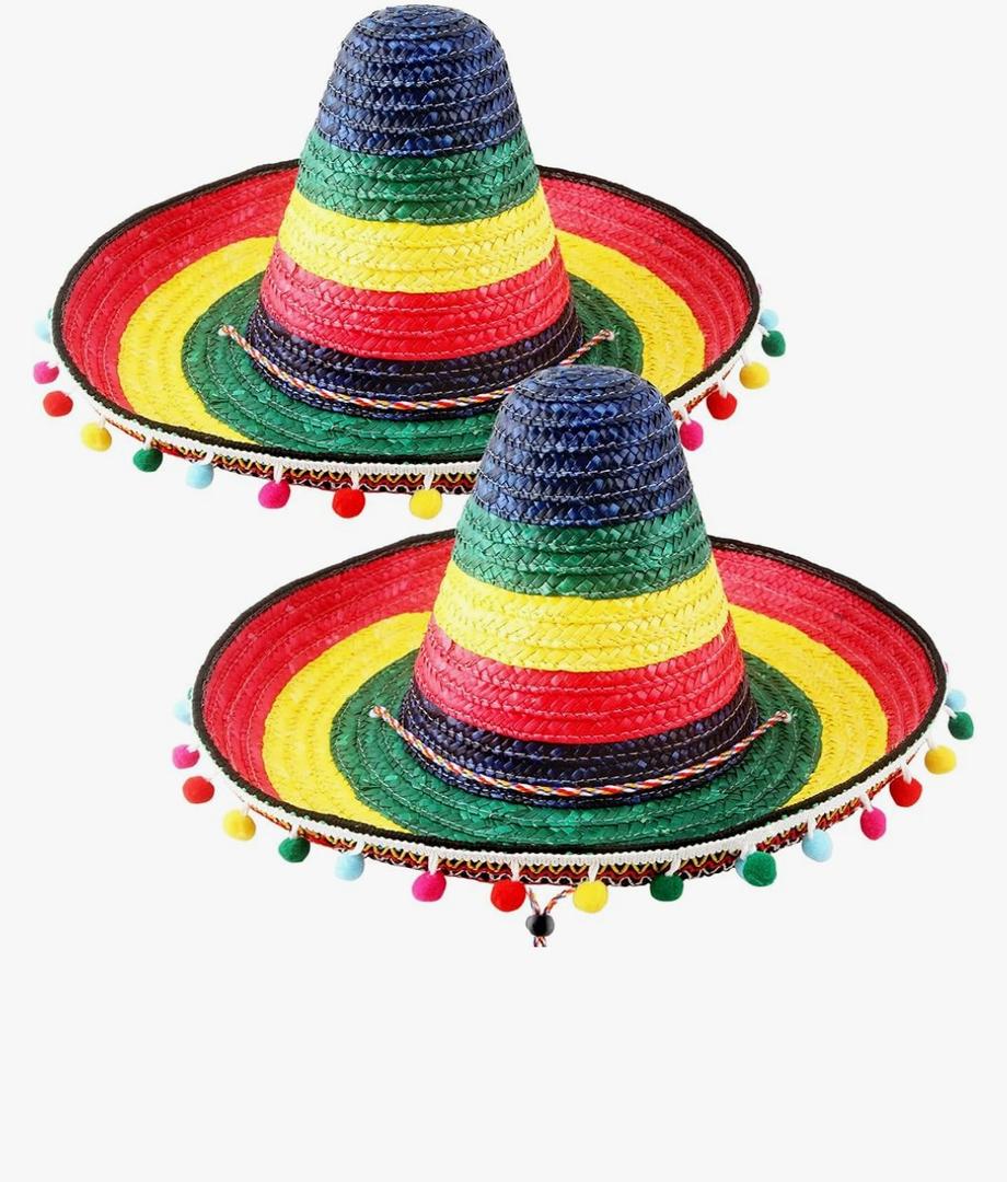 4 Pcs Giant Mexican Sombrero Straw Hat Cinco de Mayo Sombrero Fiesta Sombrero for Adult Mexican Party