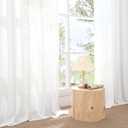 BGment White Linen Curtains 96 Inches Long for Living Room - Semi Sheer Light Filtering Drapes with Rod Pocket for Bedroom Floor Length Lightweight Rustic Window Treatments, 2 Panels Set, 52 X 96 Inch