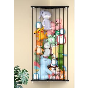 Stuffed Animal Storage Shelf Organizer(Patented) - Corner Stuffed Animal Holder Length Adjustable - Wall Plush Storage for Nursery Playroom Bedroom Kids Room (Space Black, Extra Large)
