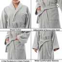 Alpine Swiss Blair Womens Cotton Terry Cloth Bathrobe Shawl Collar Velour Spa Robe (Gray, XL)
