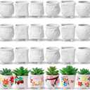 Leitee 18 Pcs Paint Your Own Ceramic Pot Bulk End of Year Gifts to Student from Teacher Succulent Pots Ready to Paint Small Pot Mini Succulent Planters Pottery Painting(Lovely Flowers)