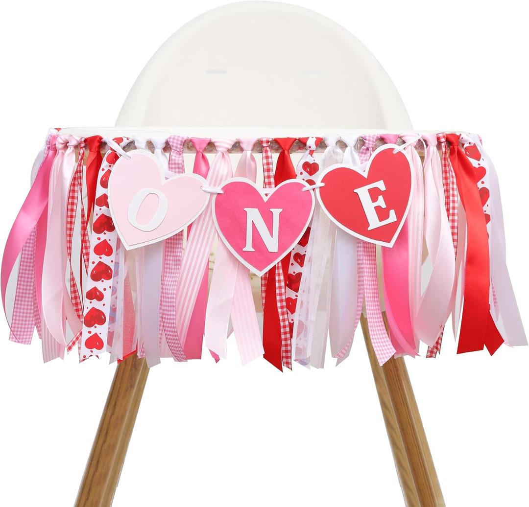 Valentines Day 1st Birthday High Chair Banner - Our Little Sweetheart 1st Birthday Decorations, Sweetheart First Bday Highchair Banner, Valentine's Day Bday Decor for Girls