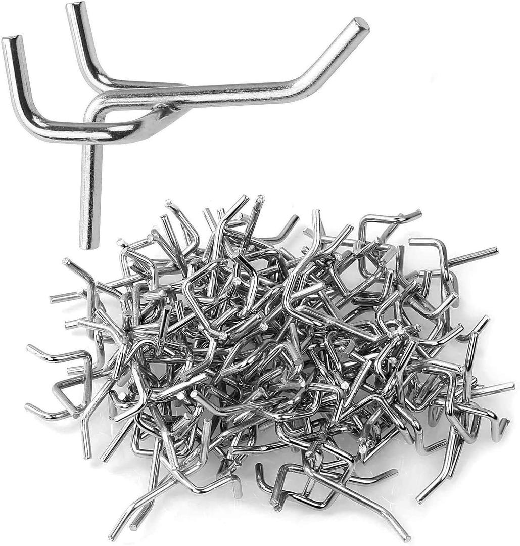 JMIATRY 100PCS Metal Pegboard Hooks 1 Inch Pegboard Hooks 1/8" Diameter Heavy Duty Board Shelving Peg Board Hook for 1/4" - 1/8 Thick Metal Perforated Pegboards, Pegboards Counters Display, Crafts