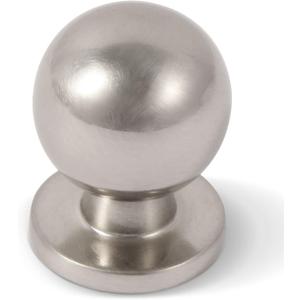 khtumeware Brushed Nickel Cabinet knobs,10 Pack 1 Inch (25mm) Diameter Round Solid Ball Satin Nickel Kitchen Cabinet Knobs,Silver Cabinet Knobs.