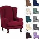 INFLAG Wing Back Chair Slipcovers, Stretch Spandex Wingback Chair Covers Sofa Slipcover Washable Chair Covers Armchair for Living Room and Bedroom (Burgundy)