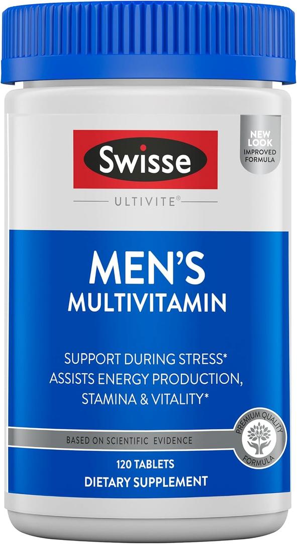 2 x Swisse Ultivite Mens Daily Multivitamins | 50 Vitamins, Antioxidants and Minerals + Adaptogens | Energy, Stress & Immune Support | Mens Vitamins | 120 Tablets, BBD APR2029