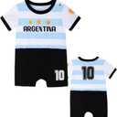 Cnins Toddlers Soccer Jersey for Baby Boys #10 Argentina Football Baby Shirt Romper for Infant Girls (CN-ATR,18-24M)