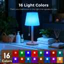 Cordless Shower Lamp Waterproof, Rechargeable Bathroom Lamp with 16 Color Changeable, Dimmable Table Lamp with Remote Control, LED Night Light for Inside Shower, Outdoor, Bedroom, Restaurant, Camping