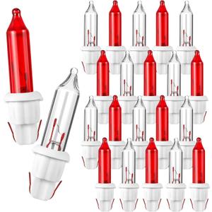 8 x Mudder 80 Count Christmas Replacement Mini Light Bulbs with Base Christmas Tree Incandescent Wire String Lights Replacement Bulbs for Xmas Indoor Outdoor Decor(Red and Warm White,2.5Vx0.17A)