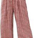 Braroz Womens Gingham Boxer Pajama Plaid Lounge Bottoms Comfy PJ Wide Leg Pants with Pockets Y2K Outfits Red-White Plaid M