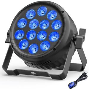 Par Lights RGBW 4in1 14X18W LED Stage Lighting Aluminum Strobe Stage Light DMX512 Uplights with Sound Activated Party Lights for Church DJ Disco Club Wedding Concerts Halloween Christmas