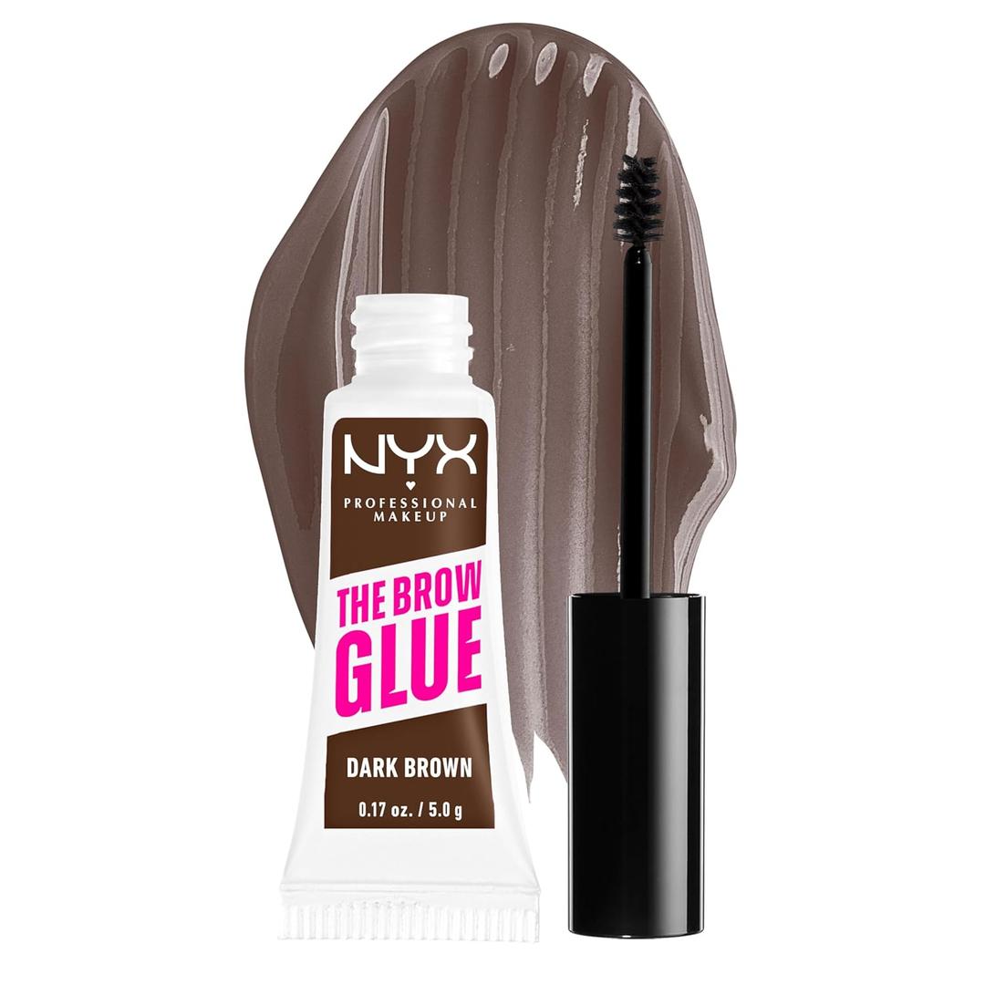 NYX PROFESSIONAL MAKEUP The Brow Glue, Extreme Hold Tinted Eyebrow Gel - Dark Brown (1 Count (Pack of 1))