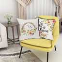 He is Risen Easter Religious Pillow Covers 16x16 Inches Colorful Flowers Throw Pillow Case Set of 2 Easter Spring Pillow Cover Cotton Linen Cushion Cover for Home Couch Sofa Bedroom Livingroom