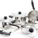 Old Dutch 1515 12 Pc Stainless Steel Kitchen Tools Cookware Sets, Black