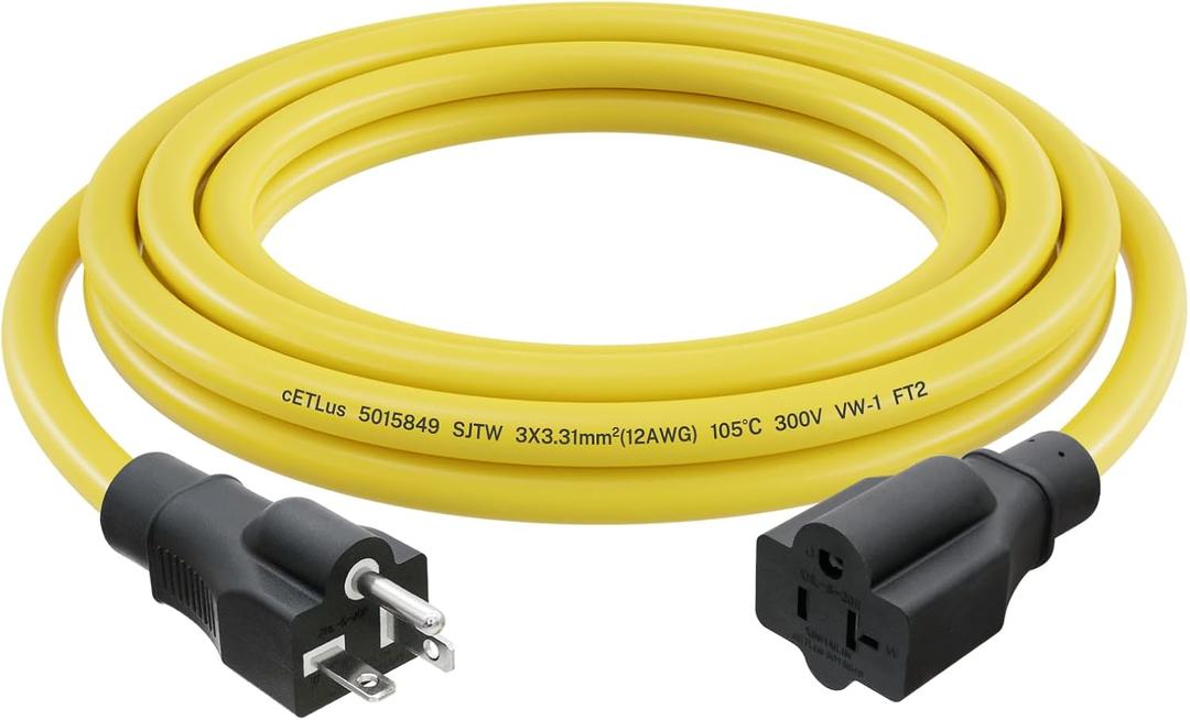 FIRMERST Nema 5-20P Extension Cord 20 Amp Nema 5-15/20R T-Blade Plug 12 Feet 125V