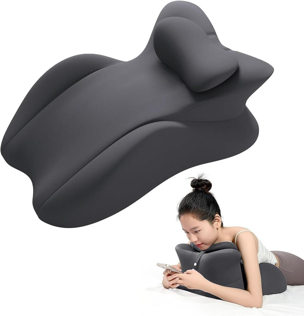 Memory Foam Wedge Pillow, Prone Pillow for Headboard and Bed Reading, Multifunctional Ergonomic Support for Back Pain, Acid Reflux, Sitting Up - Back Cushion with Removable Cover, Vacuum Packed (Dark Gray)
