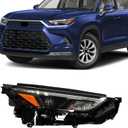 Fit for 2024-2026 Toyota Grand Highlander LE XLE Front Right Passenger Side Headlight Assembly, W/O LED Daytime Running Lamp, Replacement for 81110-0E760 CY-HD25A01R LOW