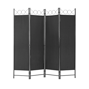 FDW 4-Panel Black Steel Room Divider