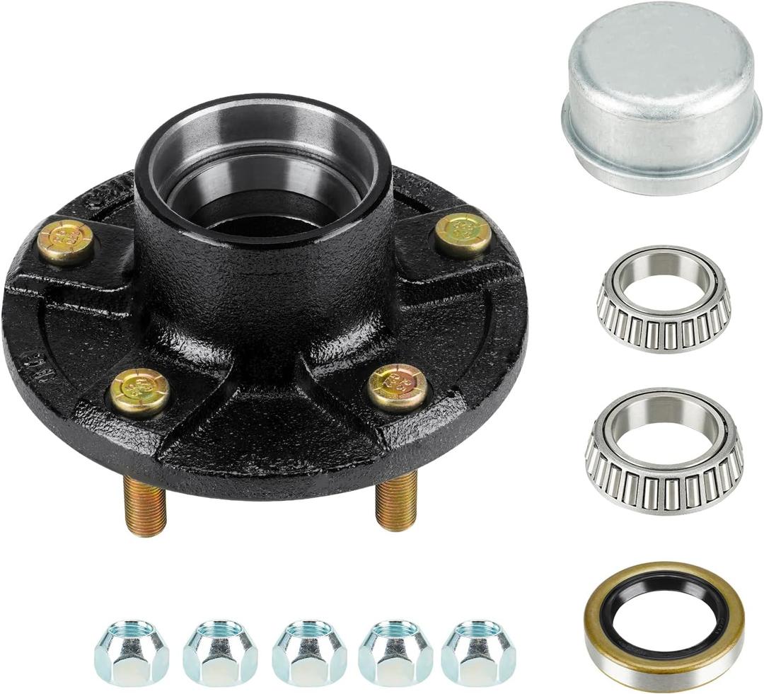 Youxmoto Trailer Idler Hub kit 5 on 5, 5-Hole, 5" Bolt Circle Idler Hub for 3,500 lb. Axles, Replacement Trailer Brake Hub Drum Assembly for Rvs; (for L68149 and for L44649 Cone Bearings)
