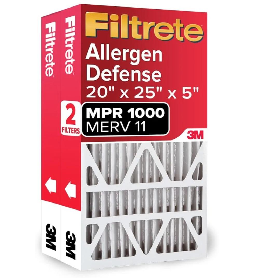 Filtrete 20x25x5 Air Filter MERV 11, MPR 1000 Micro Allergen Defense 2-Pack, Fits Lennox, AC Furnace HVAC Filters for Home, Pleated Electrostatic (Actual Size 19.63 x 24.75 x 4.31 in)