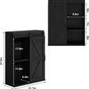RUSTOWN Farmhouse Wood Wall Storage Bathroom Cabinet with Sliding Barn Door, Rustic Medicine Cabinet with Adjustable Shelf, 3-Tier Vintage Cabinets for Kitchen, Bathroom, Living Room (Black), 27.6" X 21.7" X 7.8"