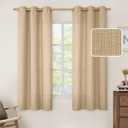 LAMIT Natural Linen Curtains 63 Inch for Bedroom, Grommet Thick Linen Drapes Light Filtering Privacy Window Treatment Curtains for Farmhouse/Living Room, Set of 2 Panels (42 x 63 Inch, Natural Tan)